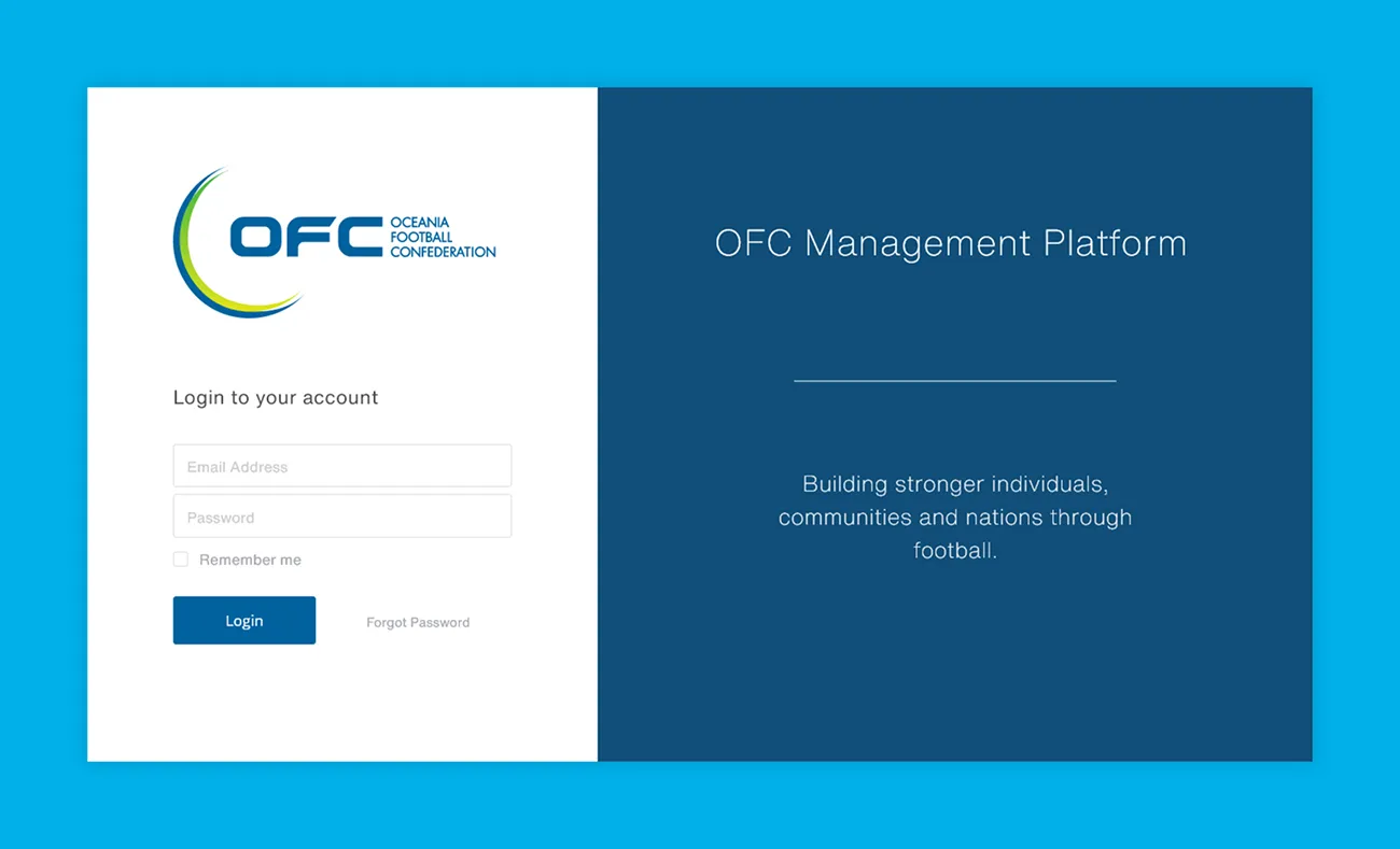 The OFC Management Platform login screen